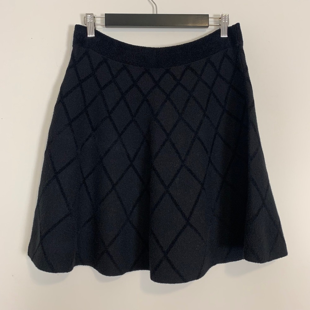 Maeve By Anthropologie Mini Skirt Women L Black Chenille Preppy Dark Academia